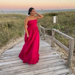 Reformation Kastoria Dress Magenta 8